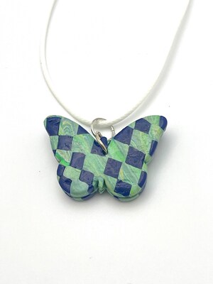 Checkerd Butterfly Pendant - image1